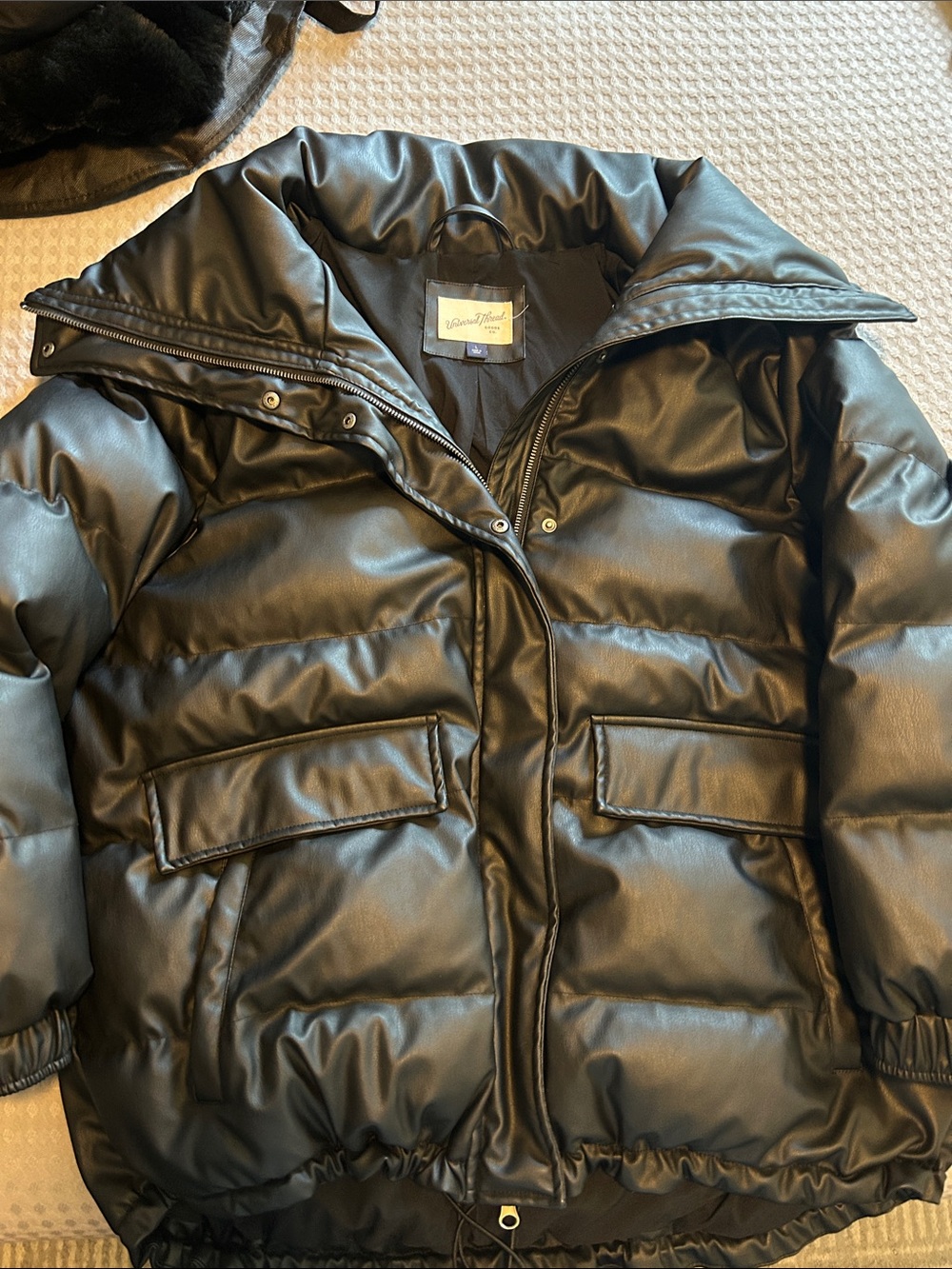Women’s Oversized Black Puffer/Quilted Faux Leather Coat